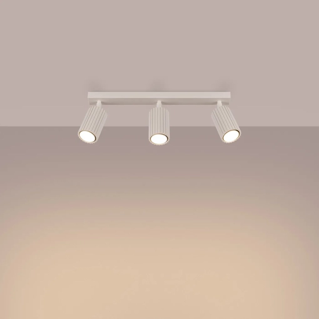 Bodové svietidlo Karbon, 3x béžové kovové tienidlo, (možnosť polohovania)