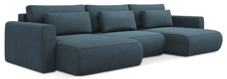 Modrá rozkladacia/s úložným priestorom rohová pohovka (do tvaru "U") Kapua – Makamii