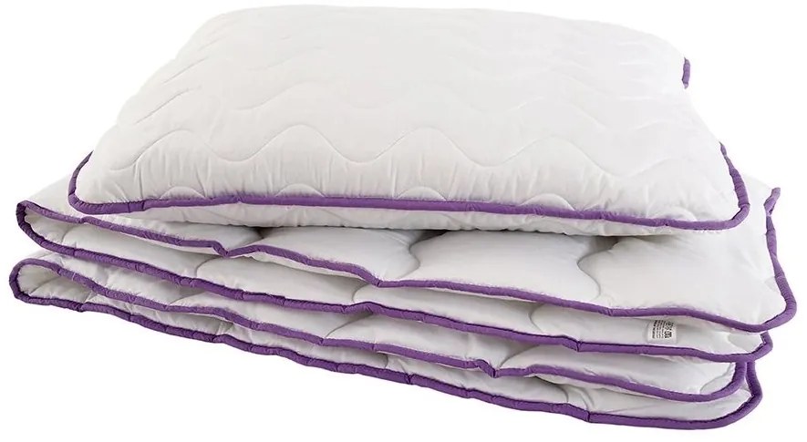 Celoročný paplón prešívaný 140x200 cm s vankúšom STELLA LEVANDUĽA 70x90 cm, biely