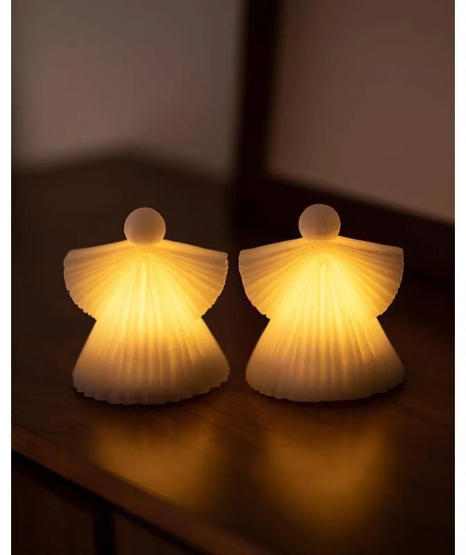 SIRIUS LED vosková svíčka anděl, bílý, sada 2 kusy, 10 cm