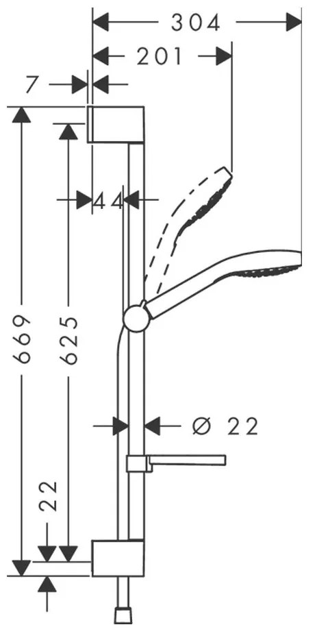 Hansgrohe Croma Select E, sprchová sada Vario so sprchovou tyčou 65 cm a miskou na mydlo, biela/chrómová, HAN-26586400