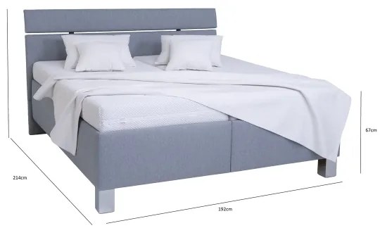 Čalúnená posteľ s matracom a úložným priestorom ALIS 180x200 cm svetlosivá