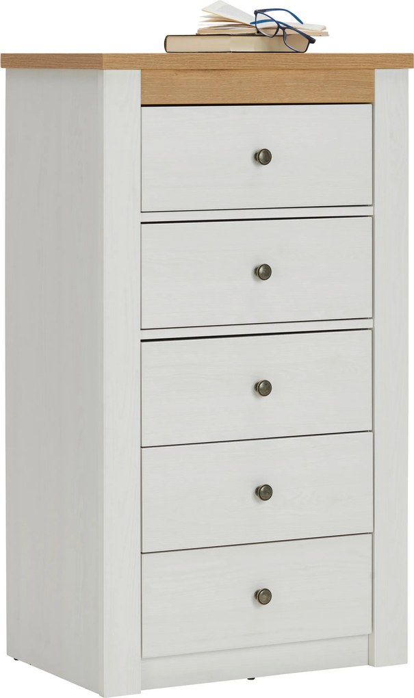 XXXLutz KOMODA, biela, farba jaseňa, dub San Remo, 62,2/110,7/42 cm Landscape - Komody - 001803069113