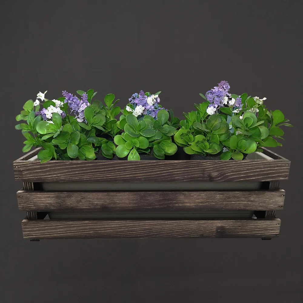 AMADEA Drevený obal na kvetináč tmavý, 52x21,5x17cm, český výrobok