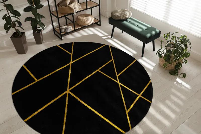 Dywany Łuszczów Kusový koberec Emerald geometric 1012 black and gold kruh - 200x200 (priemer) kruh cm