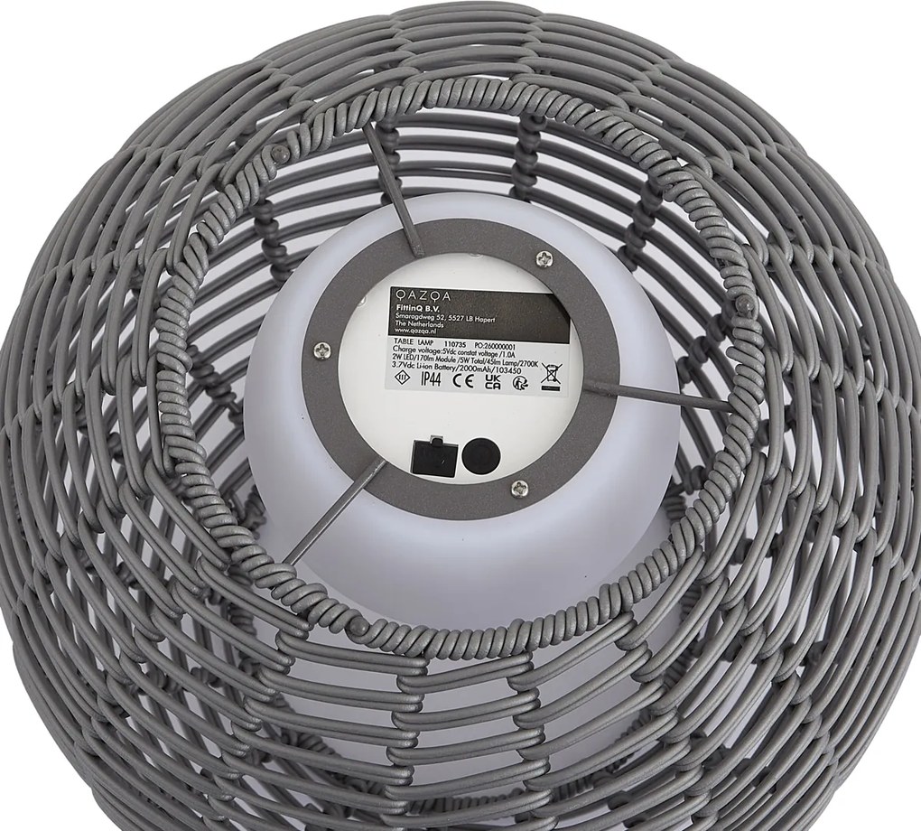 Vonkajšia stolná lampa tmavosivá 30 cm vrátane LED nabíjateľná s USB-C IP44 - Oli