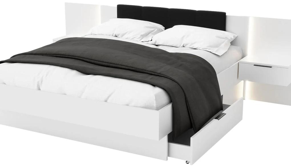 Manželská posteľ 180 cm Lewell (s čelným rámom) (s úl. priestorom) (biela). Vlastná spoľahlivá doprava až k Vám domov. 1092100