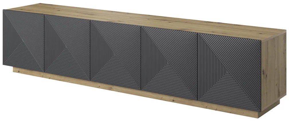 Moderný TV stolík Asha 200 cm - artisan / rivier stone mat