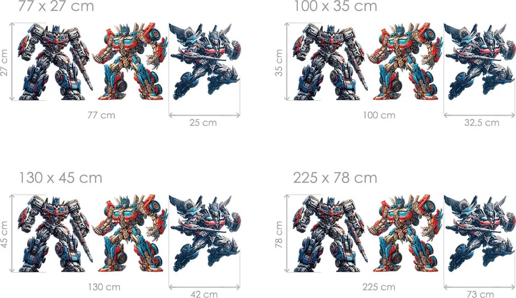 Transformers textilní prelepiteľné nálepky na stenu list 77 x 27 cm