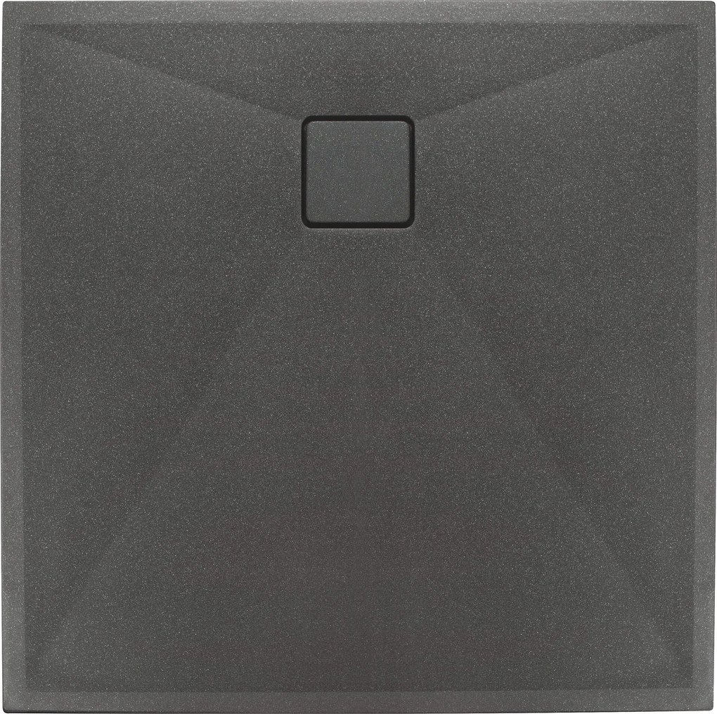 Deante Correo, štvorcová granitová sprchová vanička 90x90x3,5 cm, antracitová-titanium, KQR_T41B