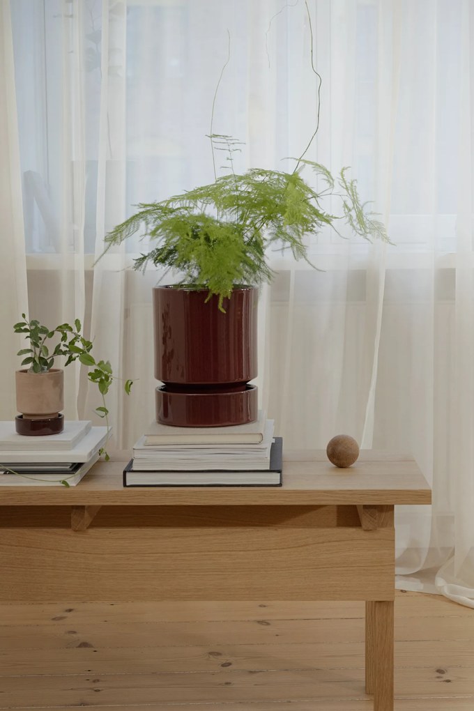 Podstavec pod kvetináč Hoff glazúrovaný 21 cm burgundská červená