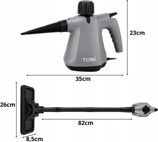 Tobi Multifunkčný parný čistič a mop 2v1 - 1500 W, 3 bar