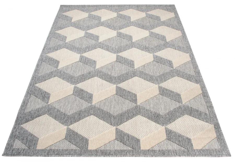 Kusový koberec 3D sivo krémový 120x170cm