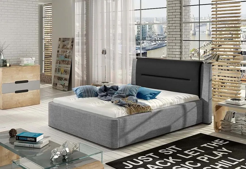 Čalúnená posteľ PRIMO vrátane roštu + matrac COMFORT, 160x200, sawana 21/soft 11