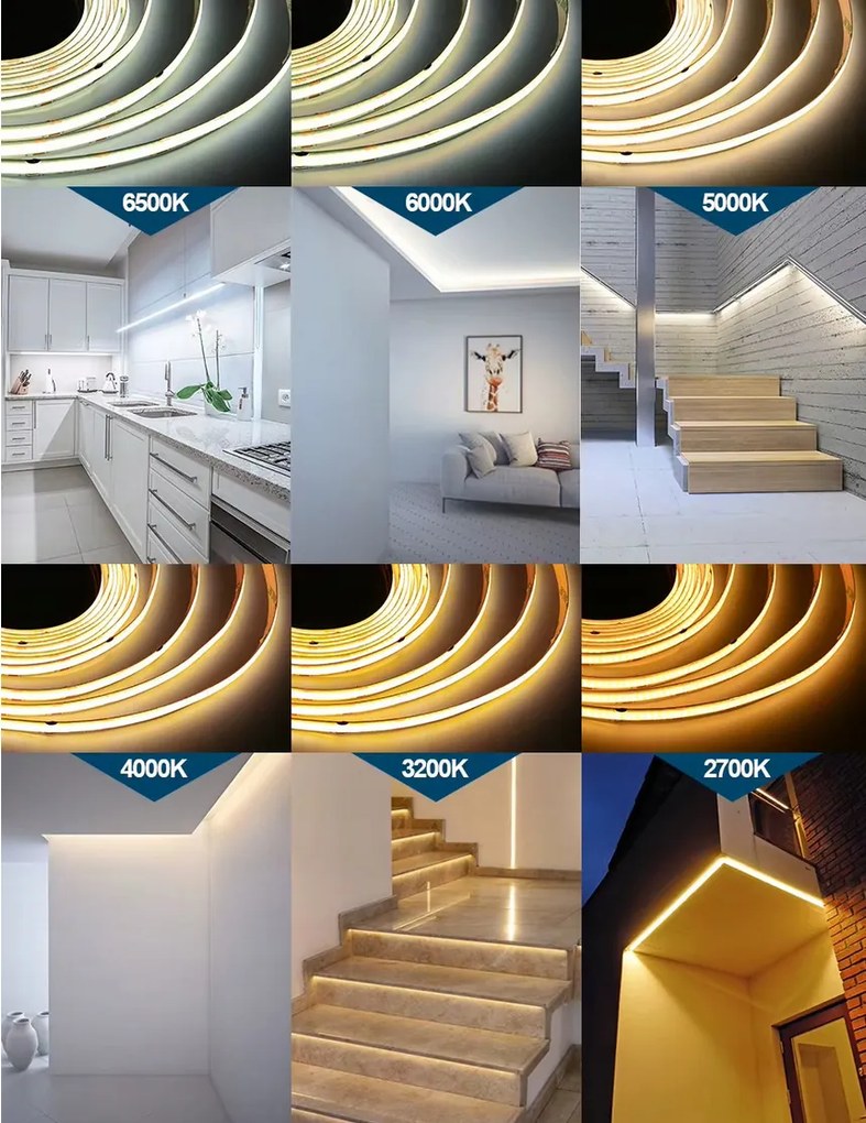 BERGE LED pásik COB Neon CCT 12V - 608D - 22W/m - IP20 - 1650lm - 1m