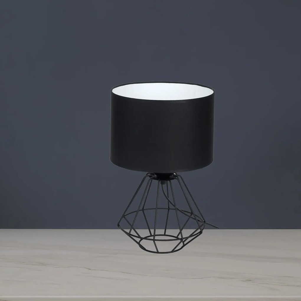 Stolná lampa Colin, 1x čierne textilné tienidlo, b