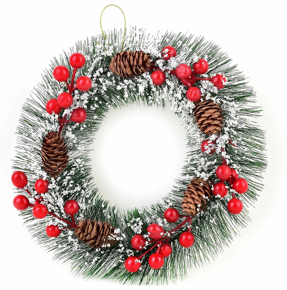 Vánoční věnec SANTA LILA 25 cm zelený/bílý