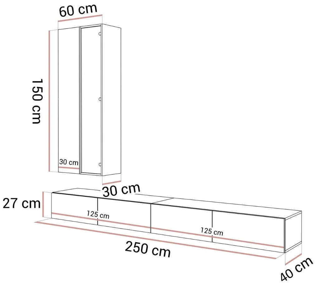 OBÝVACIA STENA DAZIO KAŠMÍR LESK LED 250 cm