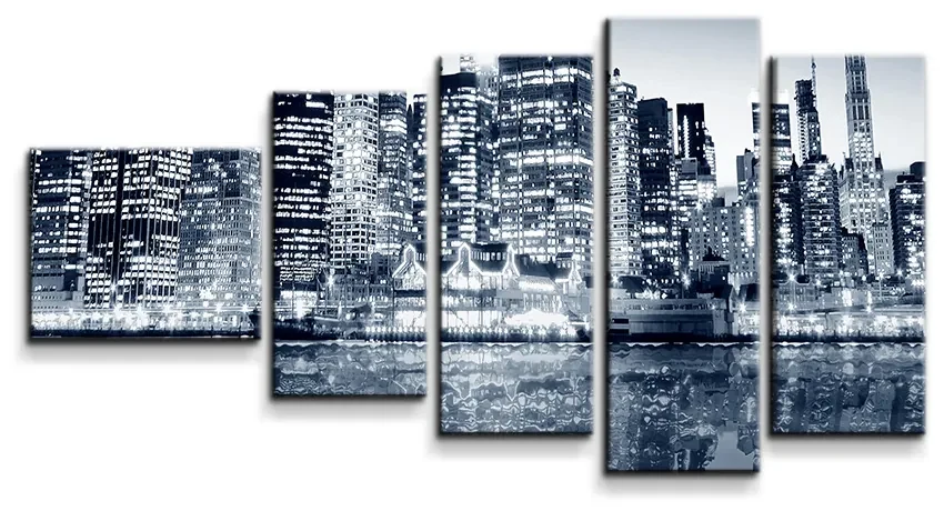Sablio Obraz - 5-dílný Nočný New York - 100x60 cm