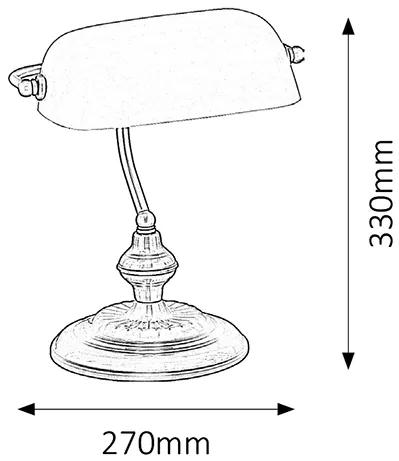 RABALUX Stolná lampa v bankovom štýle BANK, biela