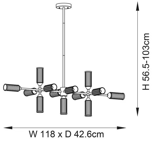 Endon 106259 - Luster na tyči TOUR 13xG9/3W/230V mosadz