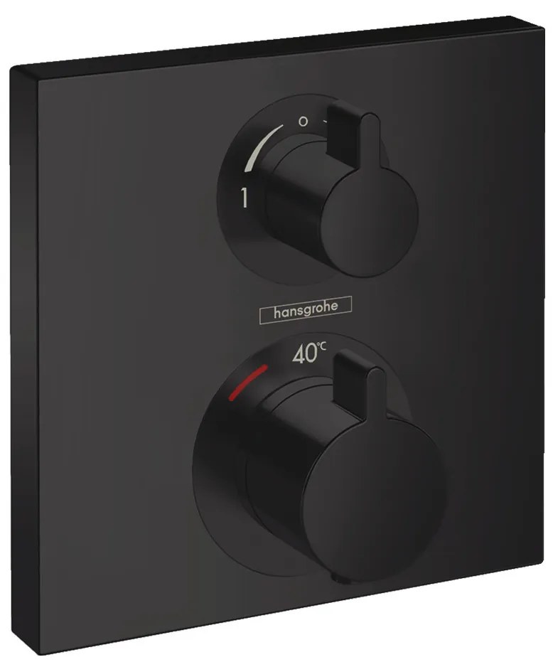 Hansgrohe Ecostat Square, termostatická batéria pod omietku na 2 spotrebiče, čierna matná, HAN-15714670