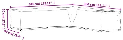 vidaXL Kryt na záhradný nábytok v tvare L 20 očiek 300x300x70 cm-