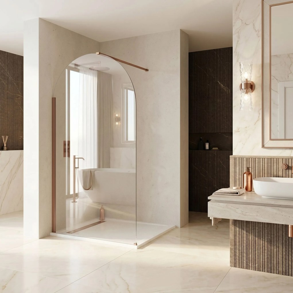 Rea Heaven, sprchová zástena Walk-in 110 cm, medená matná, REA-K6688