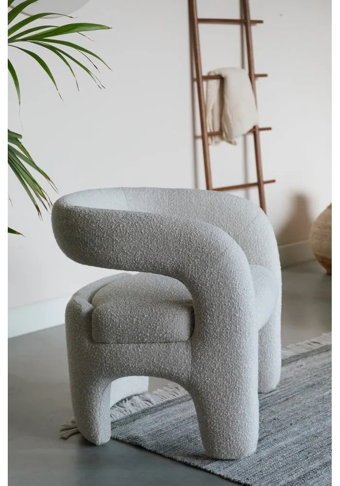 Biele kreslo z textílie buklé Nova – White Label