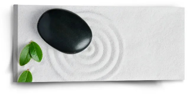 Sablio Obraz Listy a kameň - 110x50 cm