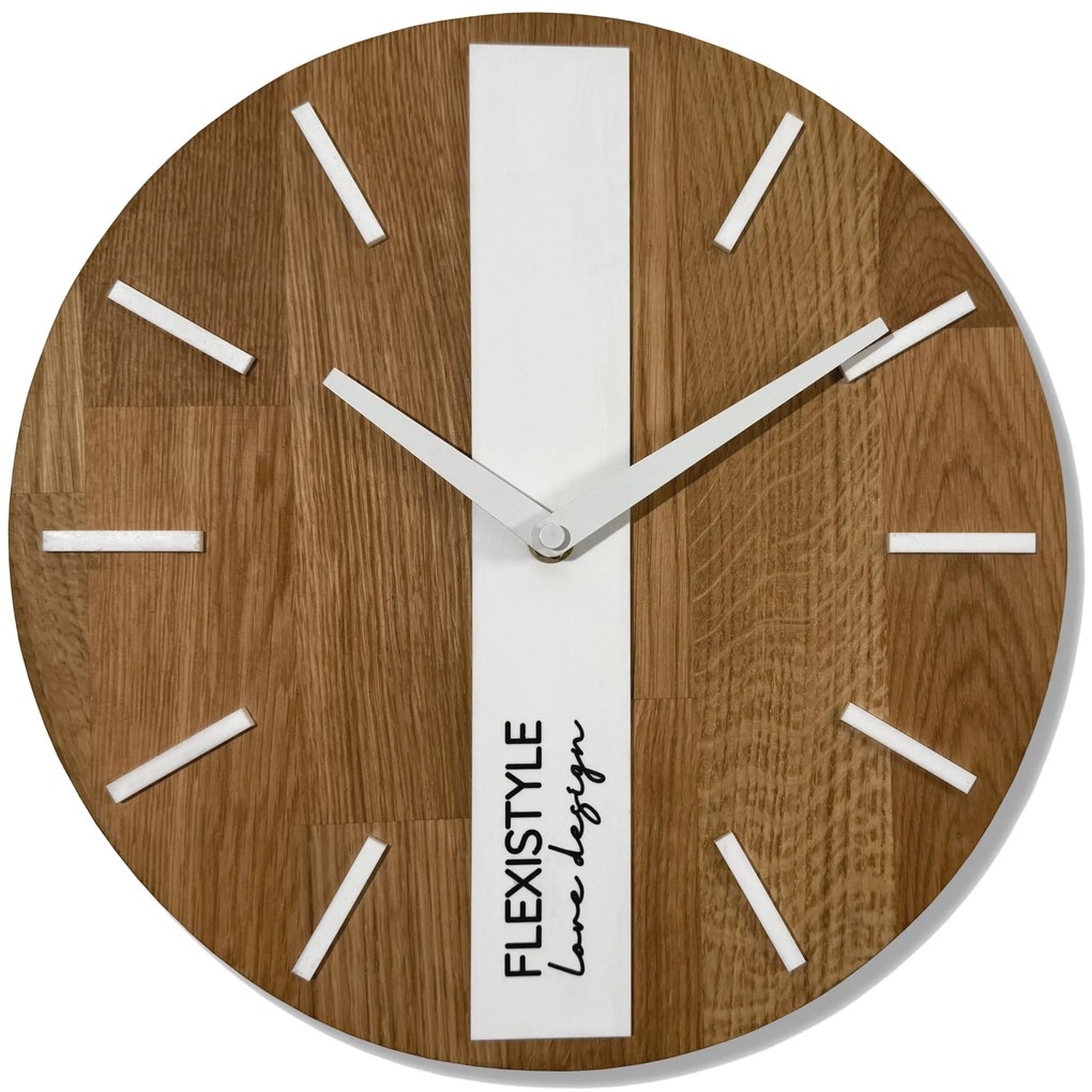 Dekorstudio Drevené hodiny DUB klasik 30cm - biele