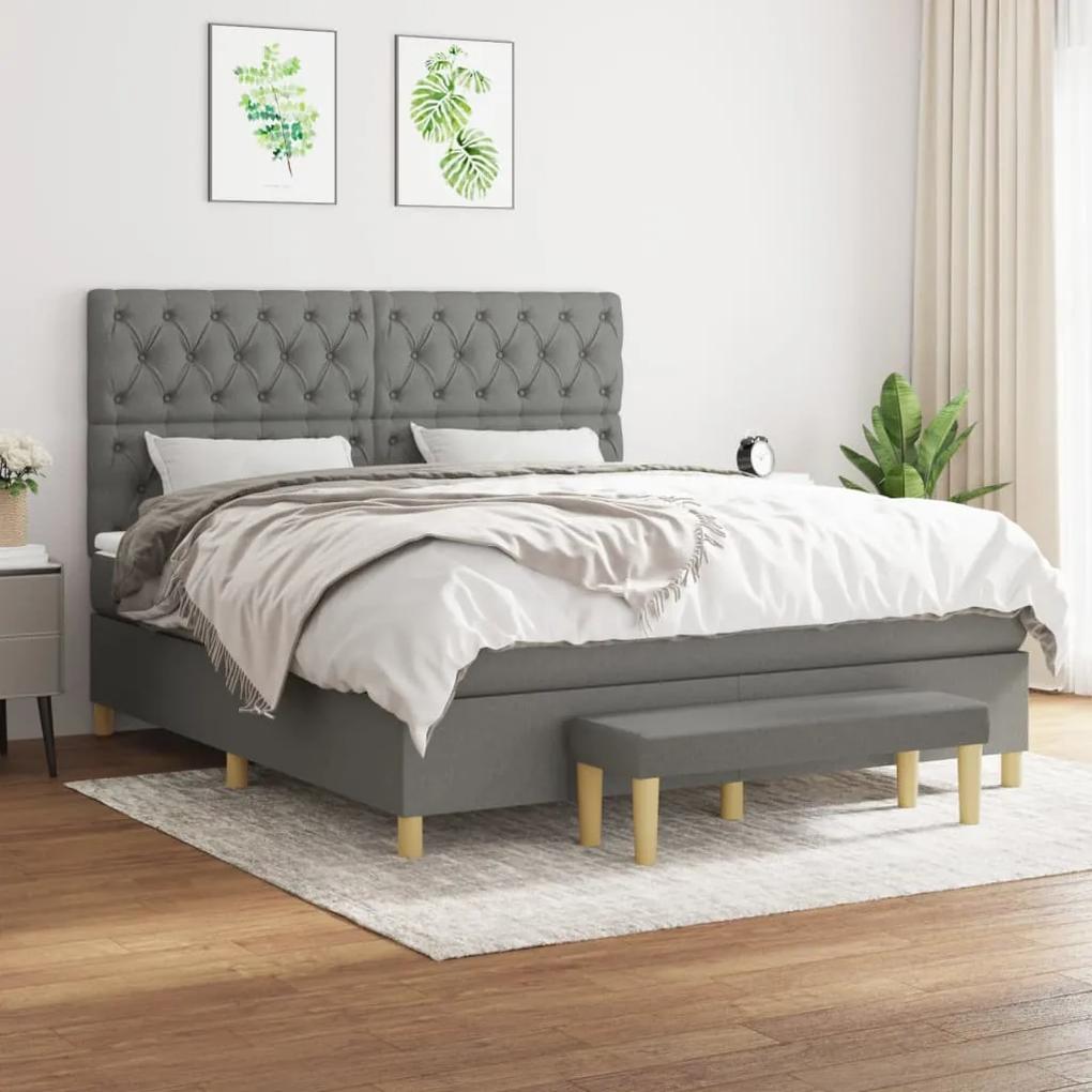 Boxspring posteľ s matracom tmavosivá 160x200 cm látka 3137406