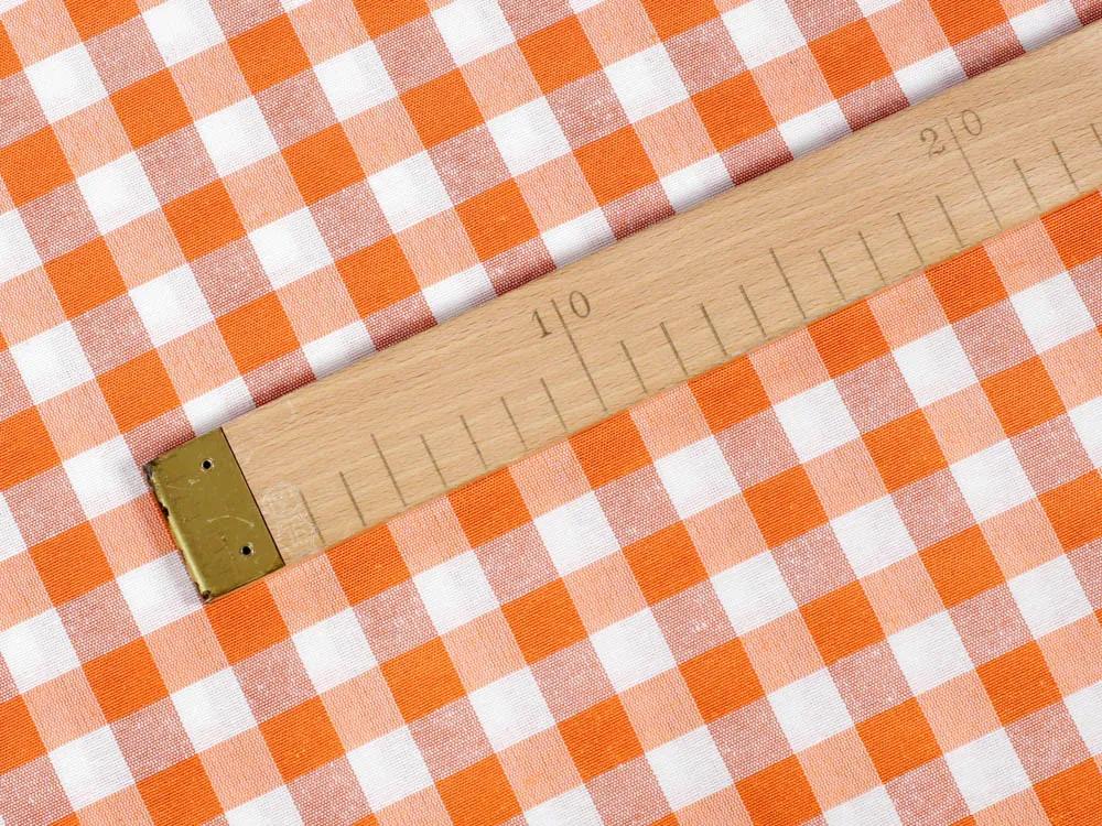 Biante Dekoračný behúň na stôl Rebeka RE-005 Oranžovo-biela kocka stredná 20x140 cm