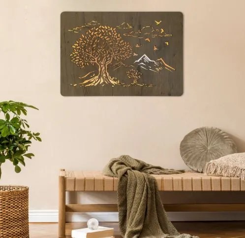 Podsvietený obraz na stenu Dva stromy na batériu