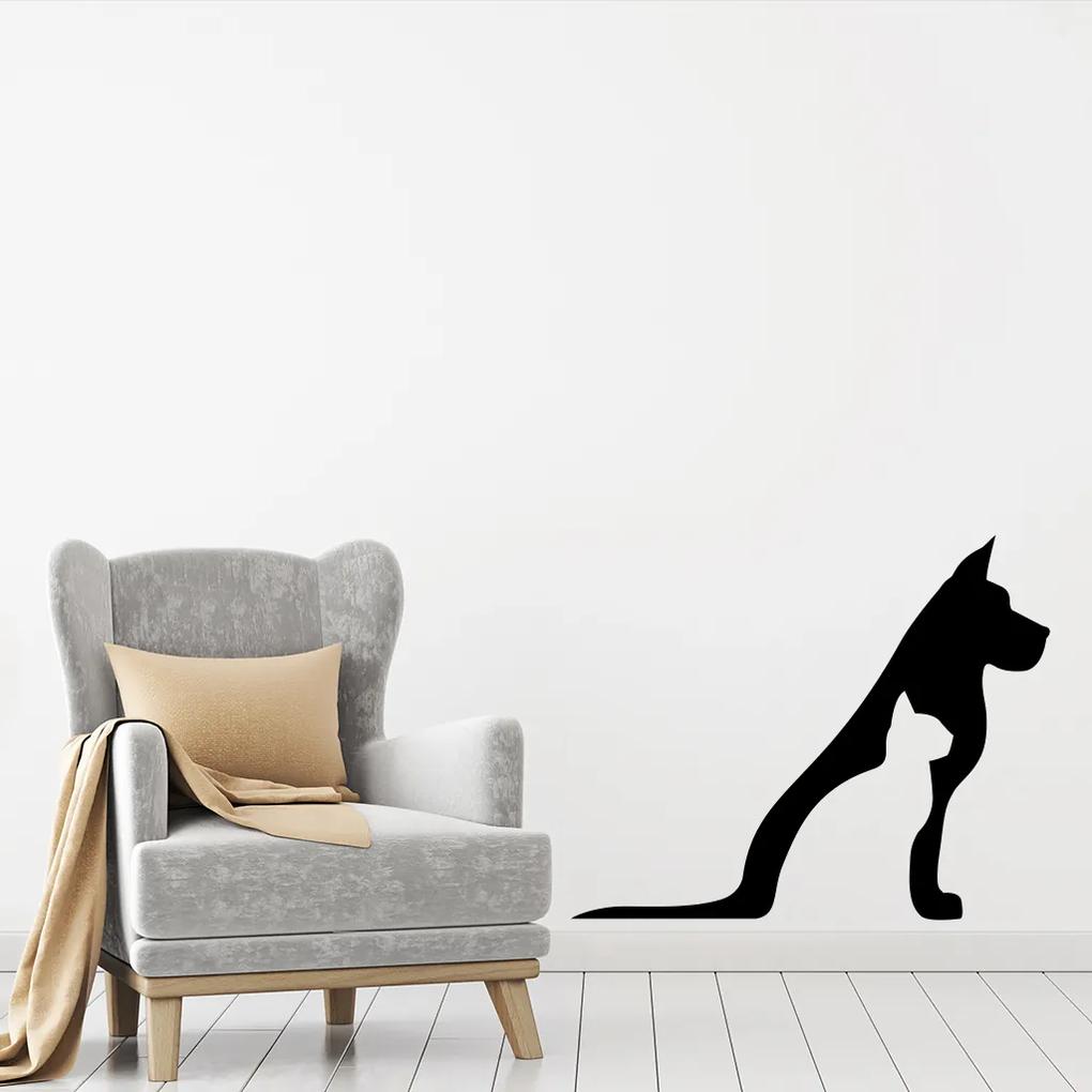 Veselá Stena Samolepka na stenu na stenu Pes s mačkou Farba: černá
