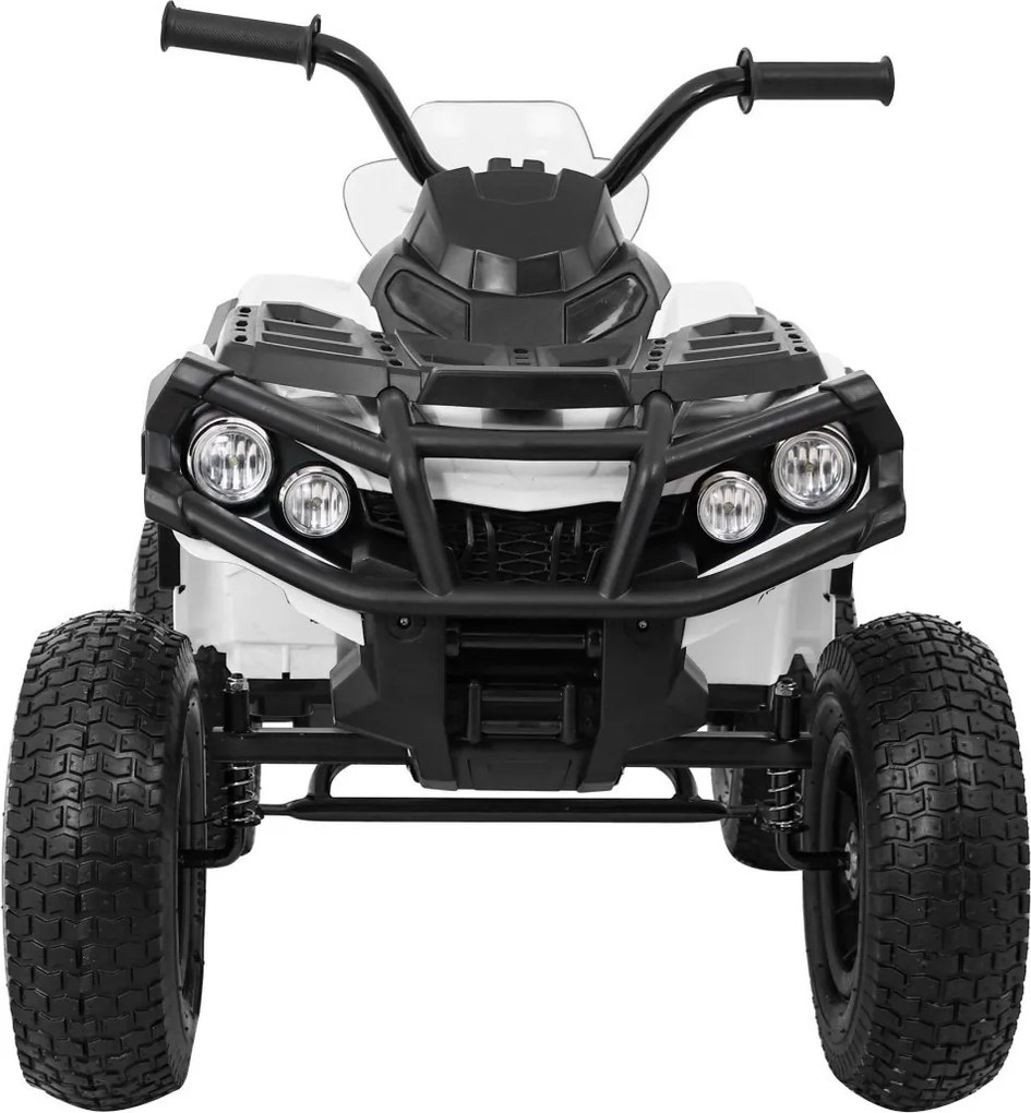 Ramiz Detská štvorkolka poháňaná vzduchovou batériou biela + nafukovacie kolesá + rádio MP3 + pomalý štart