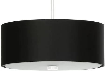 Závesné svietidlo Skala, 1x čierne textilné tienidlo, (biele sklo), (fi 30 cm)