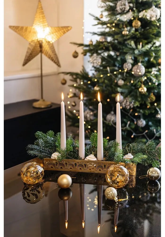 Súprava 3 bielych keramických vianočných ozdôb na stromček s detailmi v zlatej farbe Kähler Design Omaggio