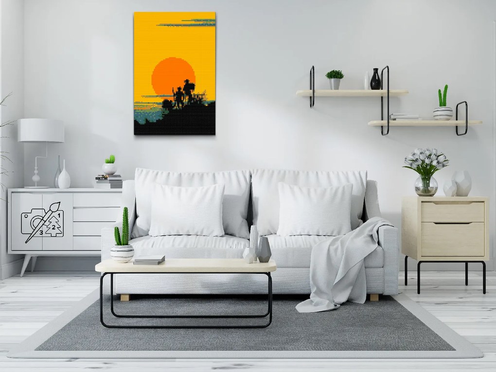 Gario Diamantové maľovanie Silueta kovbojov Rozmery: 80 x 120 cm, Rámovanie: S vnútorným rámom, Diamanty: Okrúhle