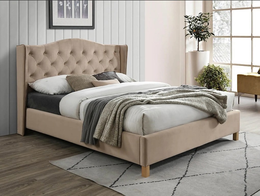 SI Manželská posteľ Aspen Velvet - béžová