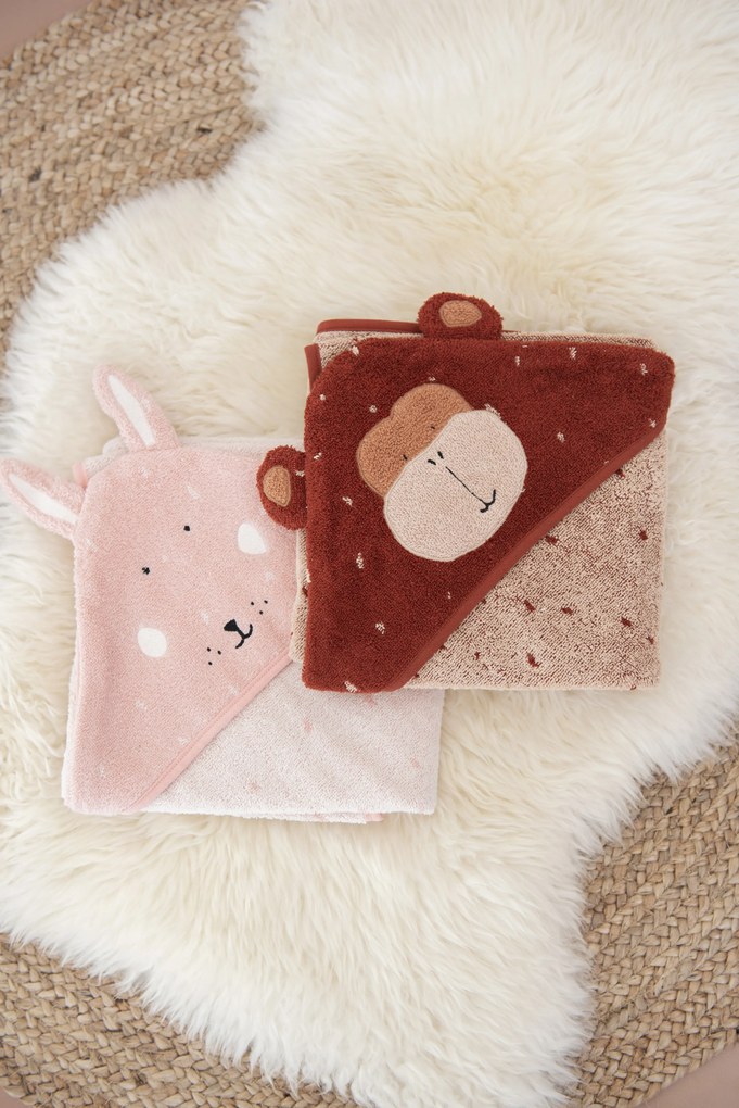 Detská osuška s kapucňou Mrs. Rabbit - 75 x 75 cm