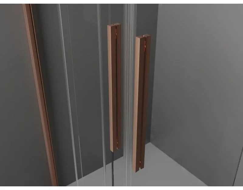 Mexen Velar Duo, posuvné dvere do otvoru 140x200 cm, 8mm číre sklo, medená matná, 871-140-000-02-65