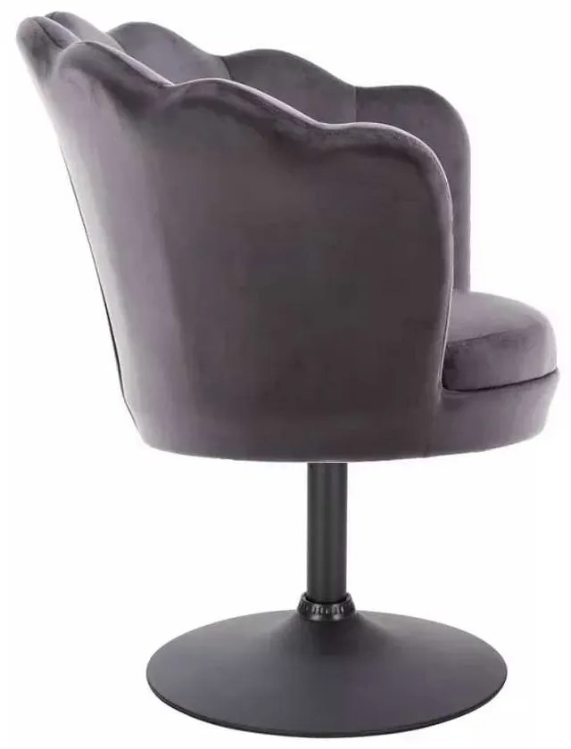 LuxuryForm DESIGN Kreslo FREY VELUR na čiernom tanieri - tmavo šedé