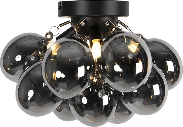 Inteligentné stropné svietidlo čierne s dymovým sklom 3-svetlá vrátane 3 WiFi G9 - Uvas