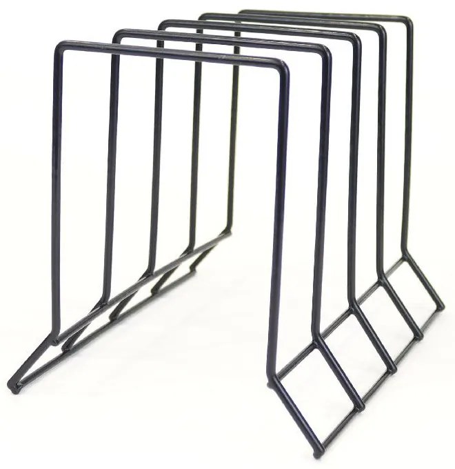 CONFORTIME Držiak, stojan na pokrievky, panvice, dosky, plechy – 4 pozície, čierny