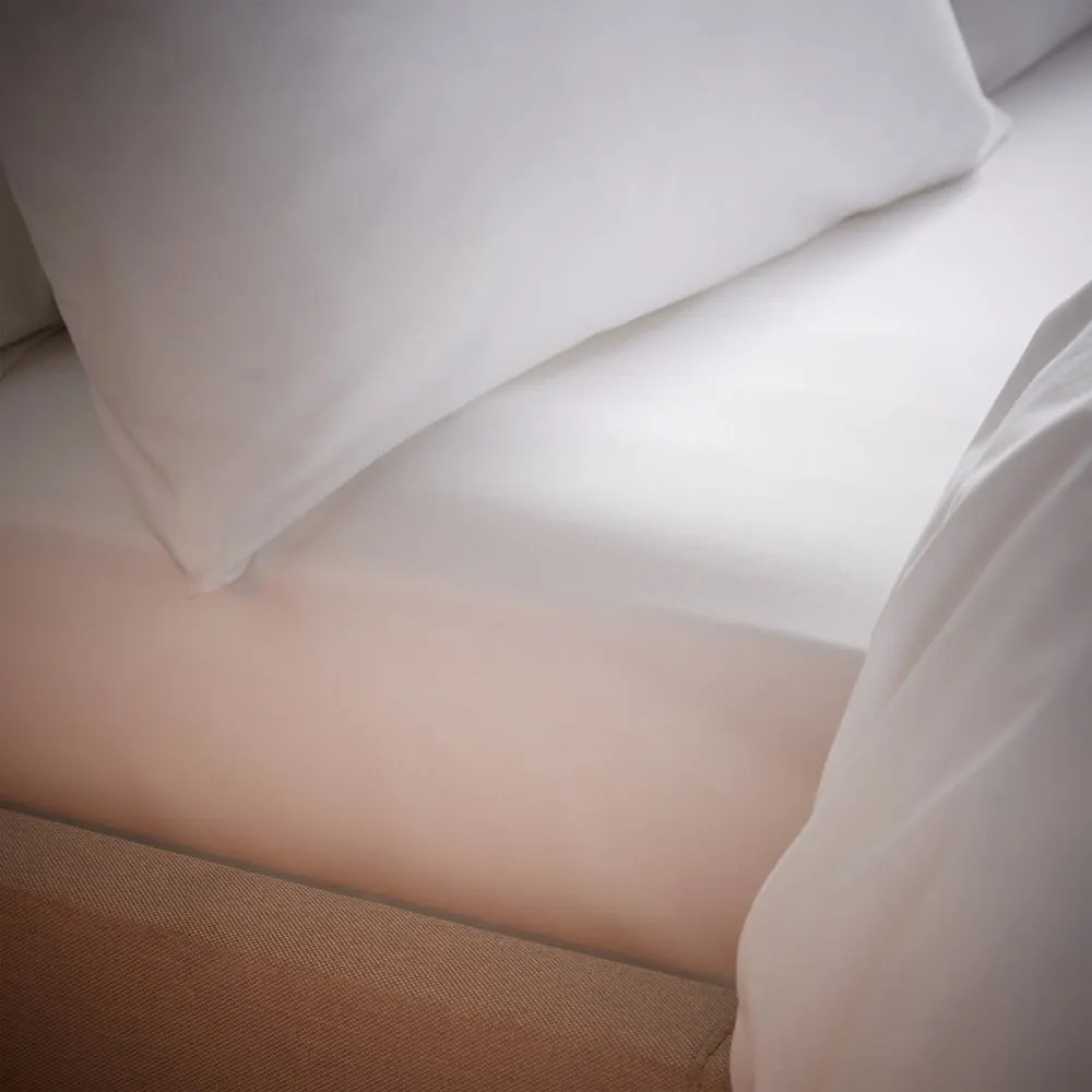 Biela napínacia plachta s prímesou tencela 90x190 cm – Bianca