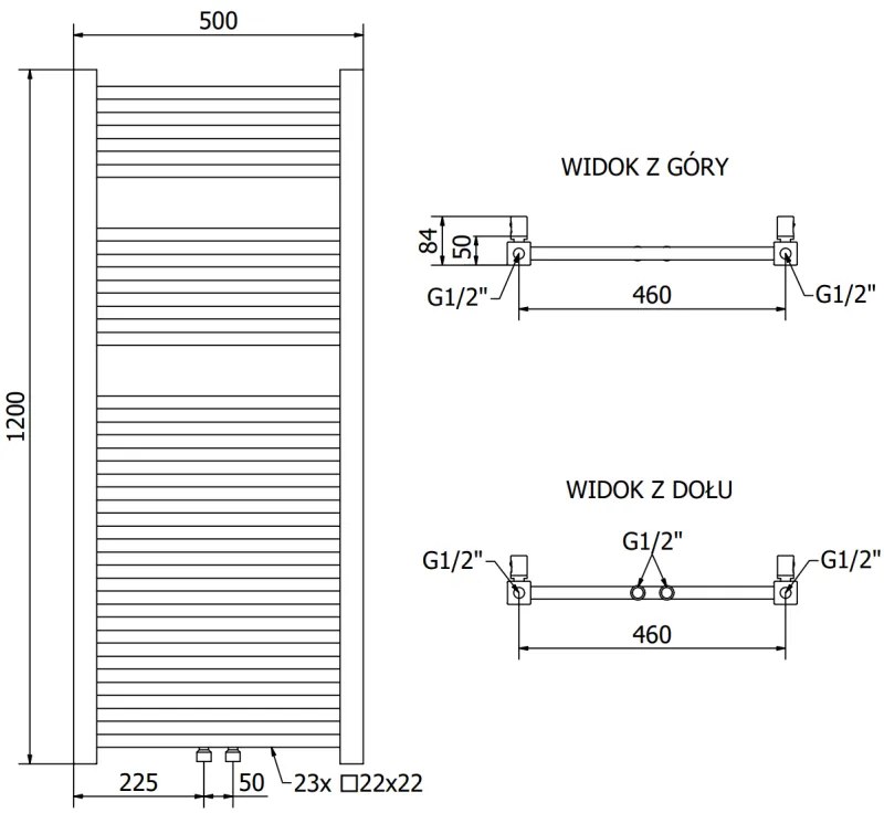 Mexen Pluton vykurovacie teleso 1200 x 500 mm, 487 W, zlatá lesklá, W106-1200-500-00-50