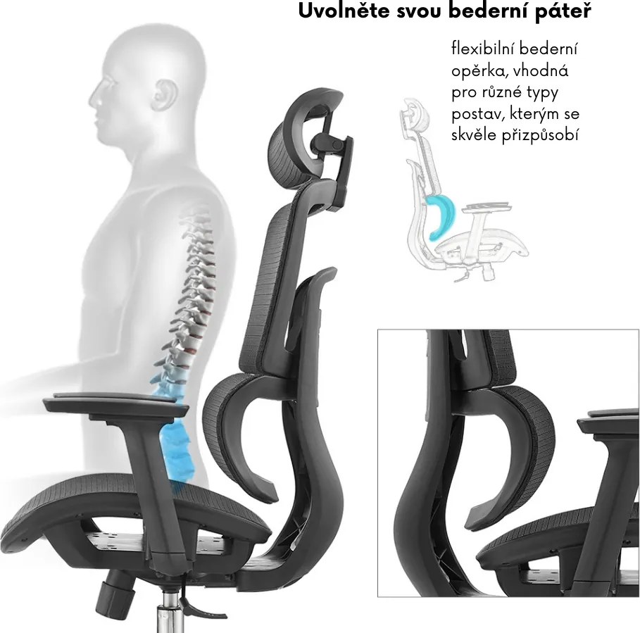 Kancelárska ergonomická stolička Neoseat GARY FULLMESH — čierna, nosnosť 150 kg