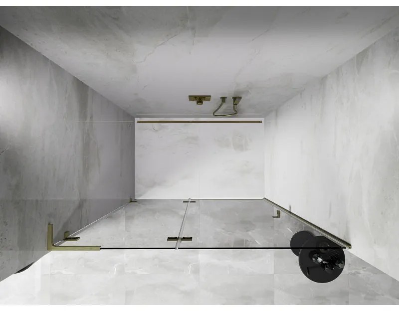 Mexen, Mexen Lunar L Otočné ľavé sprchové dvere 135 cm, transparentné, brúsené zlaté - 834L-135-000-55-00-L