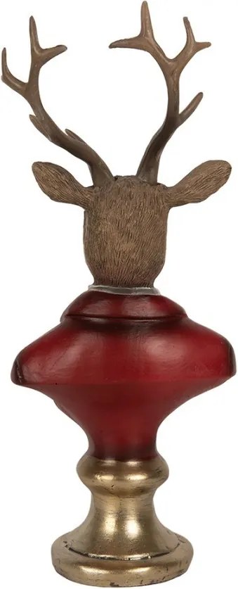 Červeno-hnedá vianočná dekorácia busta jeleň Deer - 10*9*19 cm